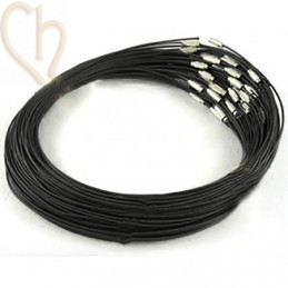 halsketting staaldraad kleur zwart 44 cm met draaislot 