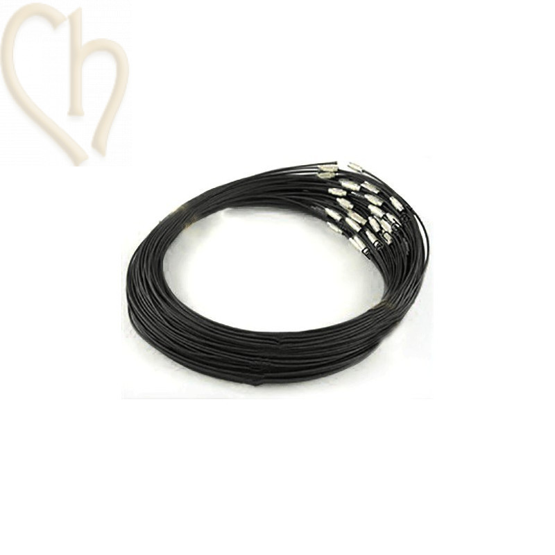 steelwire necklace color black 44cm with clasp