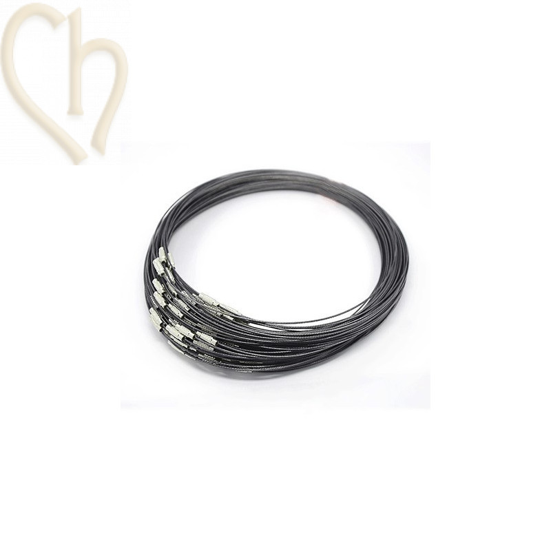 steelwire necklace color grey 44cm with clasp