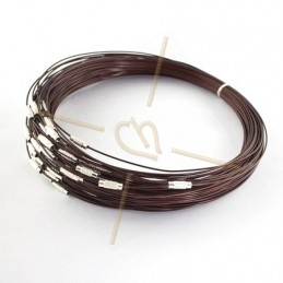 collier fil acier couleur brun 44cm avec fermoir