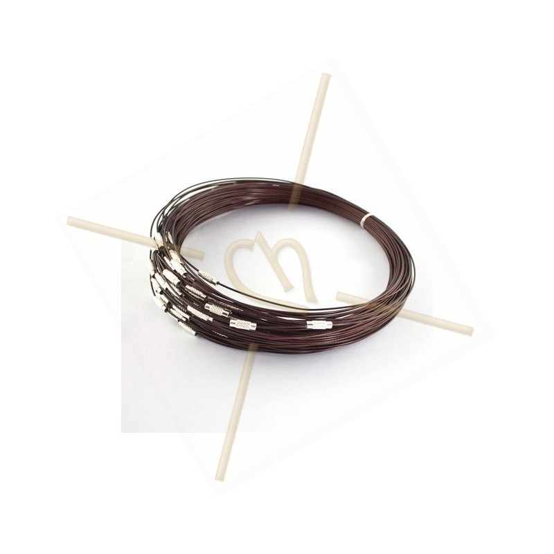 collier fil acier couleur brun 44cm avec fermoir