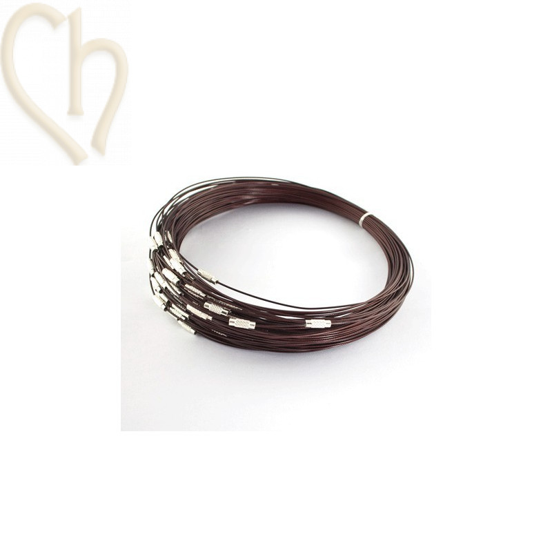 steelwire necklace color brown 44cm with clasp