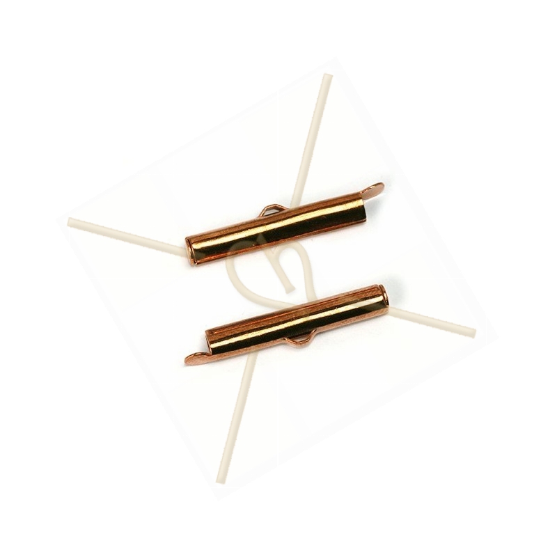 endcap 26mm metal for leather or cord 4mm with ring rose gold