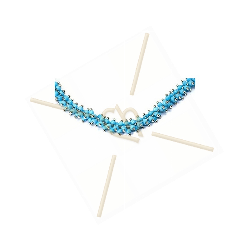 nagelketting met rocailles blauw nagelketting met rocailles blauw
