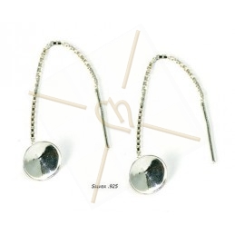 oorketting zilver .925 met bevestiging voor strass ss19 of bol