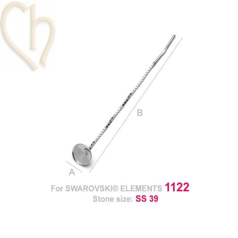 chaine d'oreille argent .925 avec support pour boule au strass ss19