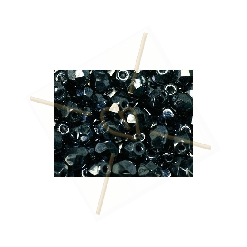 Perles a facettes 4mm  Jet Hematite