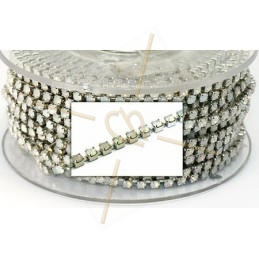 chaine acier avec strass sertie PP18 white opal