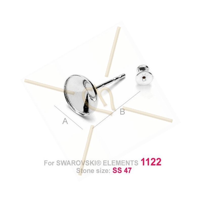 Boucles d'oreilles argent925 pour 1122 8mm Swarovski