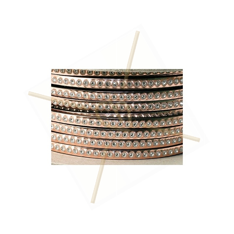 flat leather 5mm Rose Gold with strass