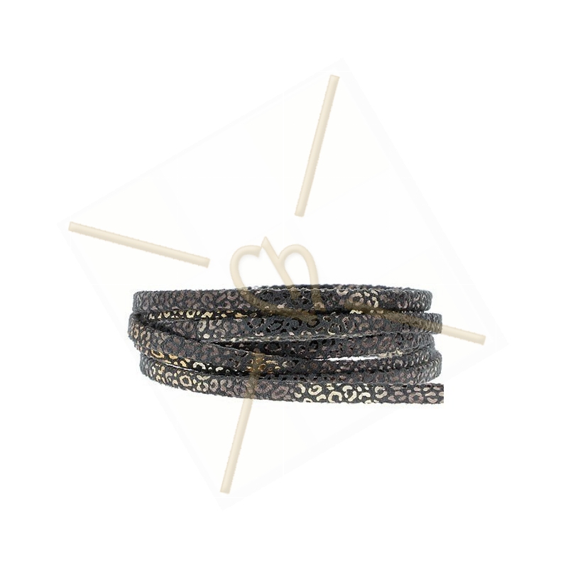 leather leopard metal style 5mm black gold