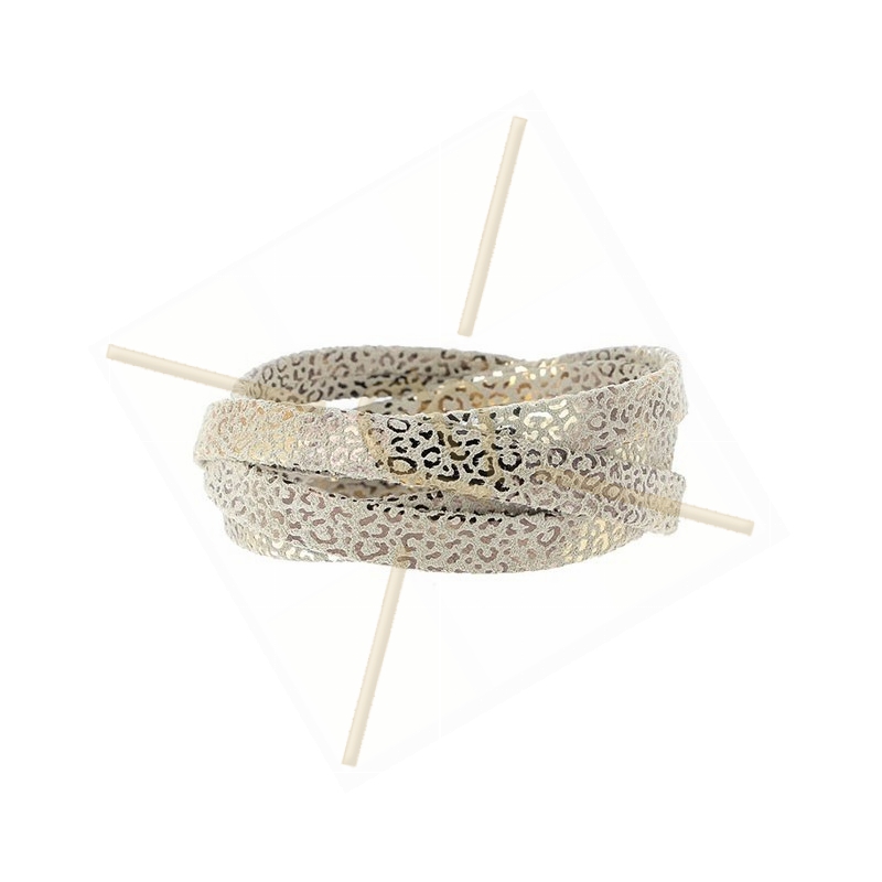 leather leopard metal style 5mm cream gold