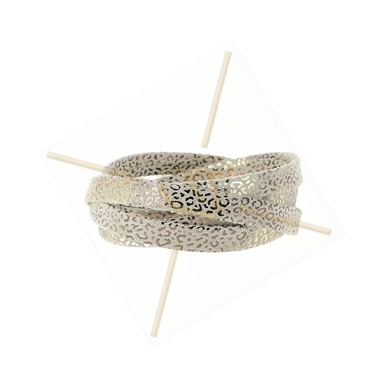 leather leopard metal style 5mm cream gold leather leopard metal style 5mm cream gold