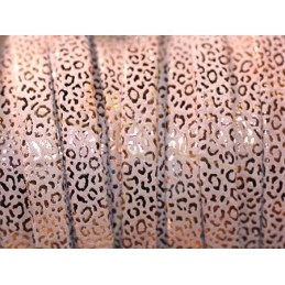 Cuir plat 10mm leopard metal renforcé Light Rose Gold