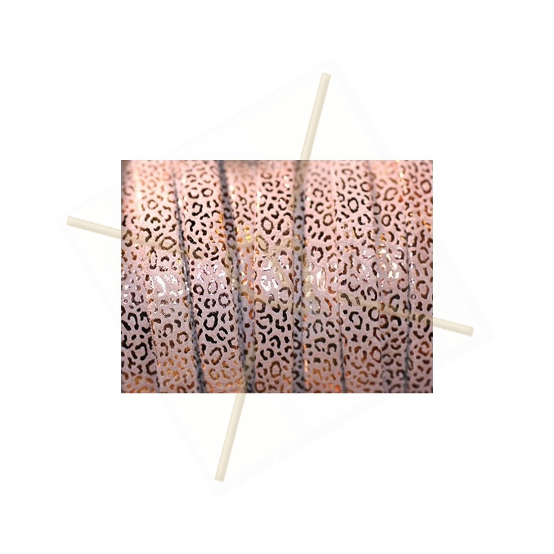 Cuir plat 10mm leopard metal renforcé Light Rose Gold