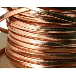 leather flat 3mm rose gold