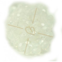 Fire Polished beads 4mm  White Opal