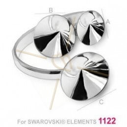 adjustable ring silver .925 for Swarovski 8-10-12mm 1122 rivoli