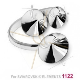 ring regelbaar zilver .925 voor Swarovski 8-10-12mm 1122 rivoli