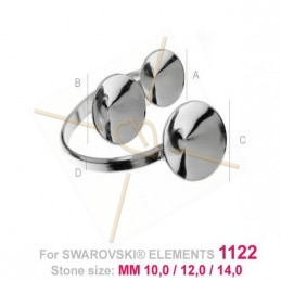 adjustable ring silver .925 for Swarovski 10-12-14mm 1122 rivoli