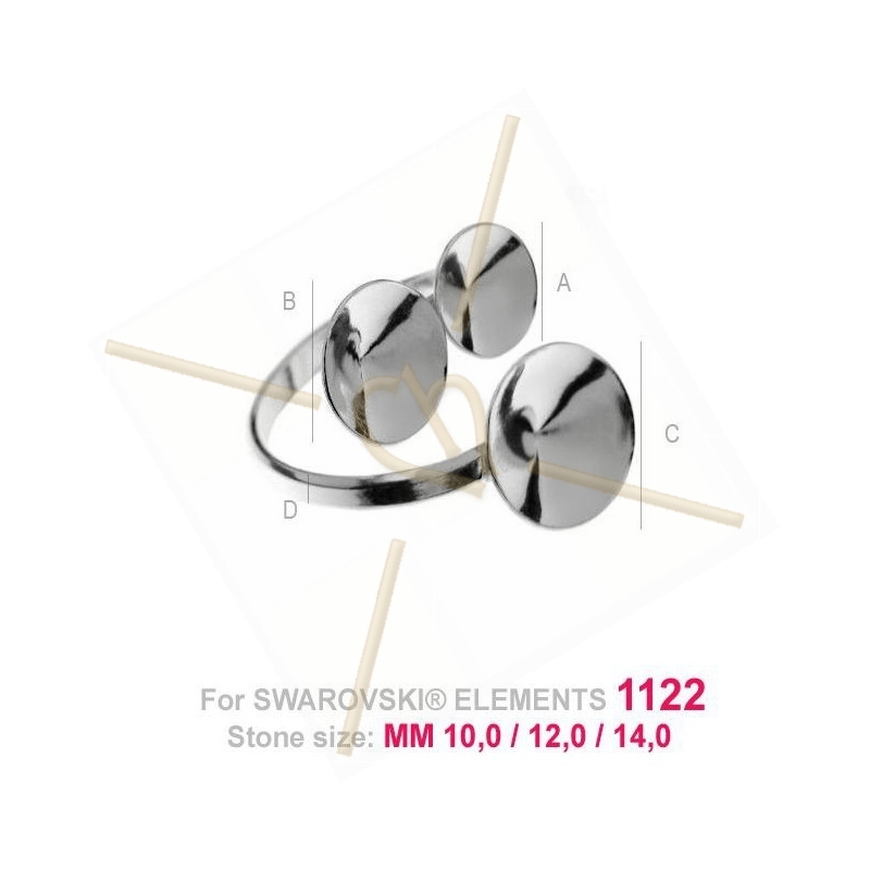 adjustable ring silver .925 for Swarovski 10-12-14mm 1122 rivoli adjustable ring silver .925 for Swarovski 10-12-14mm 1122 rivoli