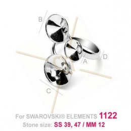adjustable ring silver .925 for Swarovski 08-10-12mm 1122 rivoli