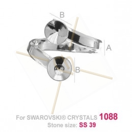 ring regelbaar zilver .925 voor Swarovski 08mm 1088 rivoli