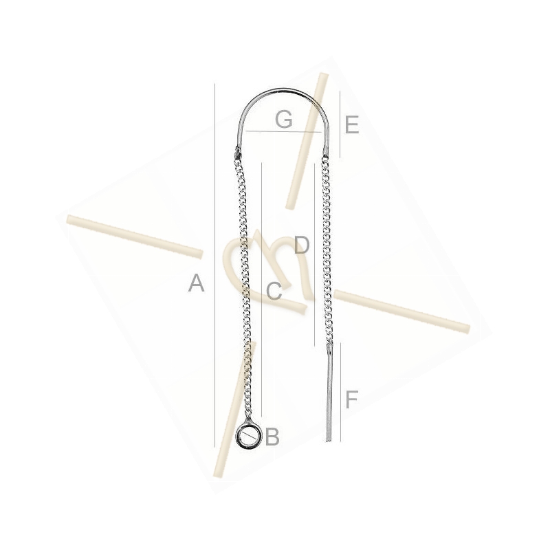 chaine d'oreille argent .925 avec chaine