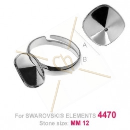 adjustable ring silver .925 for Swarovski 4470 1 x 12*12mm stone