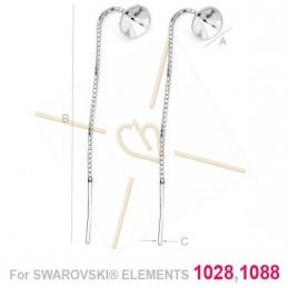 chaine d'oreille argent .925 avec support pour Swarovski 1088 SS39