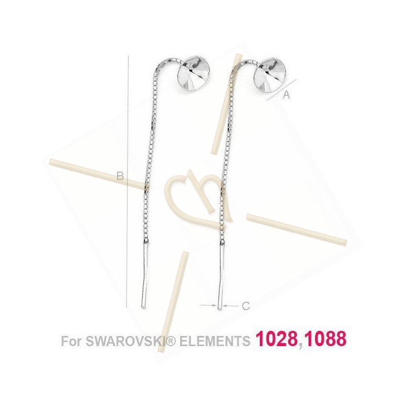 oorketting zilver .925 met bevestiging voor Swarovski 1088 SS39 oorketting zilver .925 met bevestiging voor Swarovski 1088 SS39