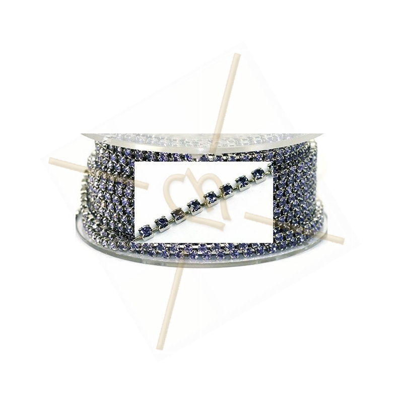 chaine acier avec strass sertie PP18 Tanzanite