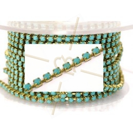 ketting staal gold met strass pp18 Turquoise