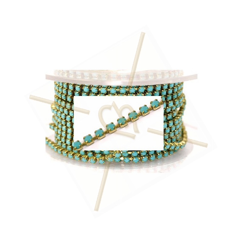 ketting staal gold met strass pp18 Turquoise