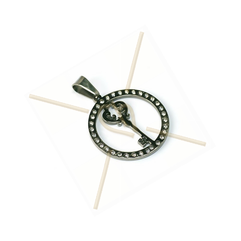 pendant steel "key" 29mm with strass