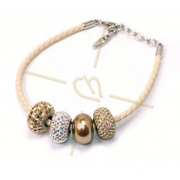 Swarovski bracelet en cuir beige pour Becharmed beads