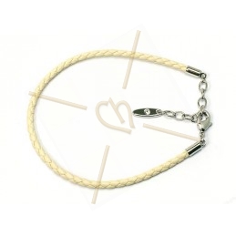 Swarovski beige leder armband voor Becharmed beads