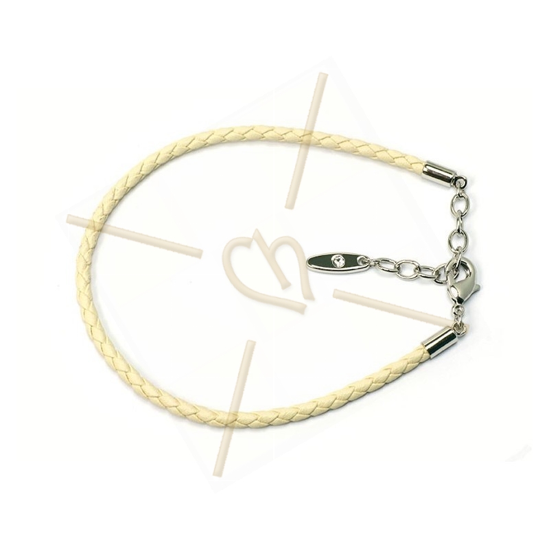 Swarovski beige leder armband voor Becharmed beads