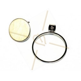 oorbellen disk 15mm met ring 22mm rhodium