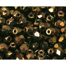 Jet Lustered Chocolat Fire Polished beads 4mm