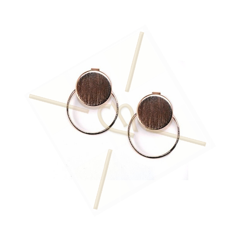 earrings disk 15mm with ring 22mm rose gold earrings disk 15mm with ring 22mm rose gold