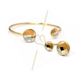 Ring adjustable metal with 2 discs 10 and 14mm gold