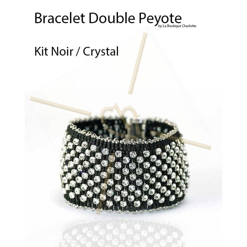 kit Double Peyote Armband Zwart Crystal