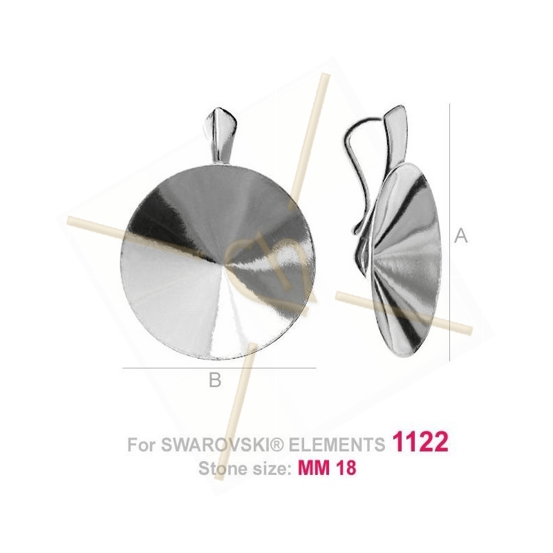 pendant for Swarovski 1122 18mm in Silver .925