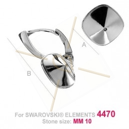 earrings for Swarovski 4470 10mm silver .925