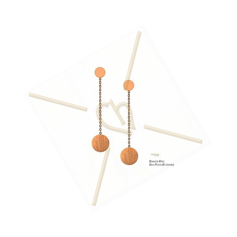 earrings stainless steel trendy round with chain rose gold earrings stainless steel trendy round with chain rose gold