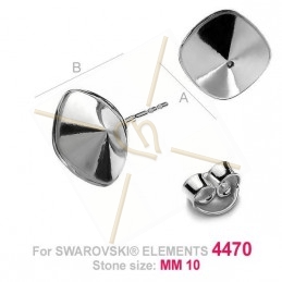 earrings  for Swarovski 4470 10mm silver .925