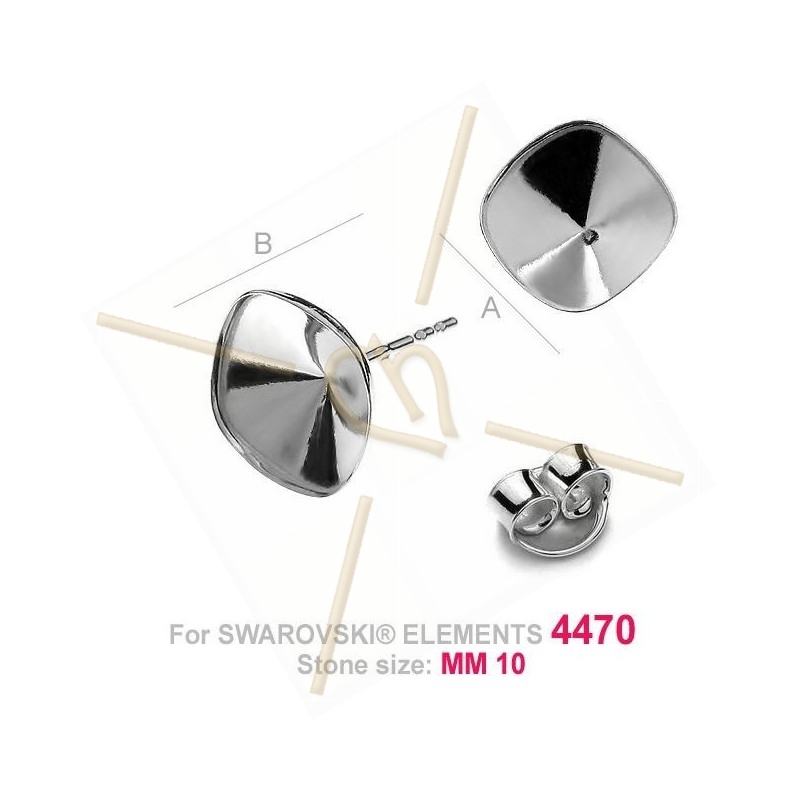 earrings  for Swarovski 4470 10mm silver .925