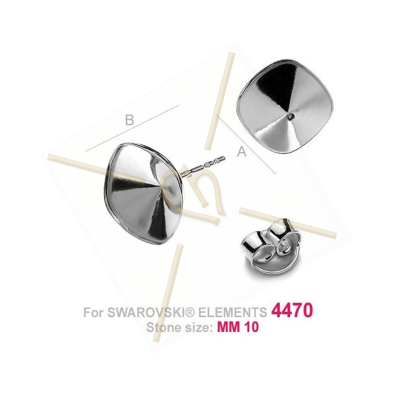 earrings for Swarovski 4470 10mm silver .925 earrings for Swarovski 4470 10mm silver .925