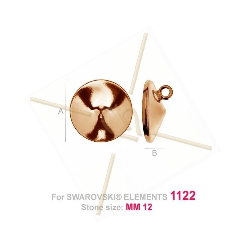 pendentif pour Swarovski 1122 12mm in Silver .925 doré rose
